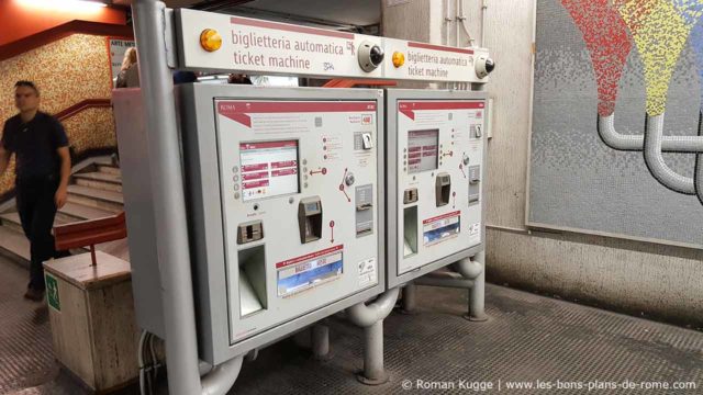 Distributeurs de tickets métro à Rome ATAC