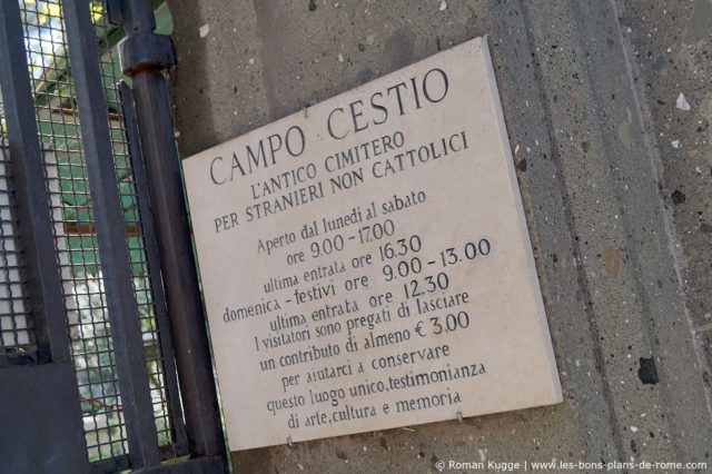 Horaires d'ouverture du cimetière protestant non-catholique de Rome